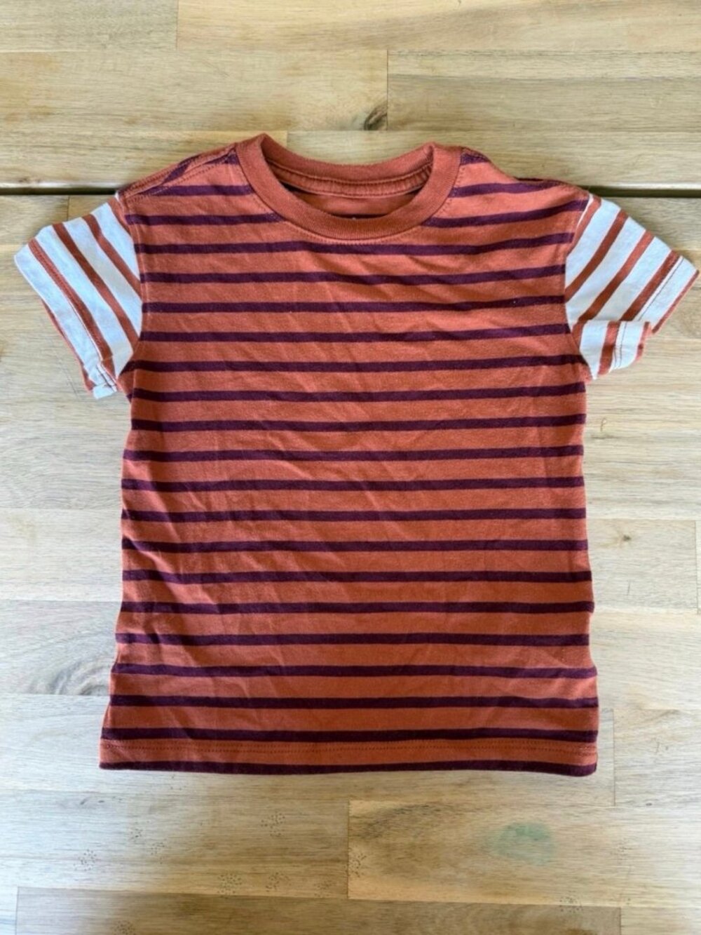 Cat & Jack Toddler Striped T-Shirt 18 Months Rust Burgundy Tee
